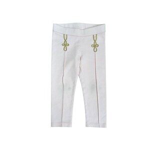 Janie And Jack Toddler Girls Pink Leggings With Gold Embroidered Accents Size 2T